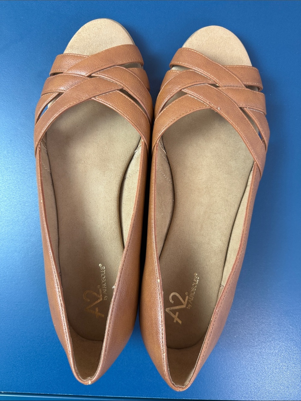 A2 by Aerosoles Brown Fanatic Style Flat Open toe shoe size 10 M Like New